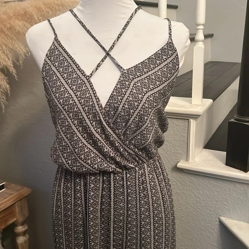 Honey Belle Gray Black Halter Style Wide Leg Jumpsuit Size Medium - Picture 2 of 7
